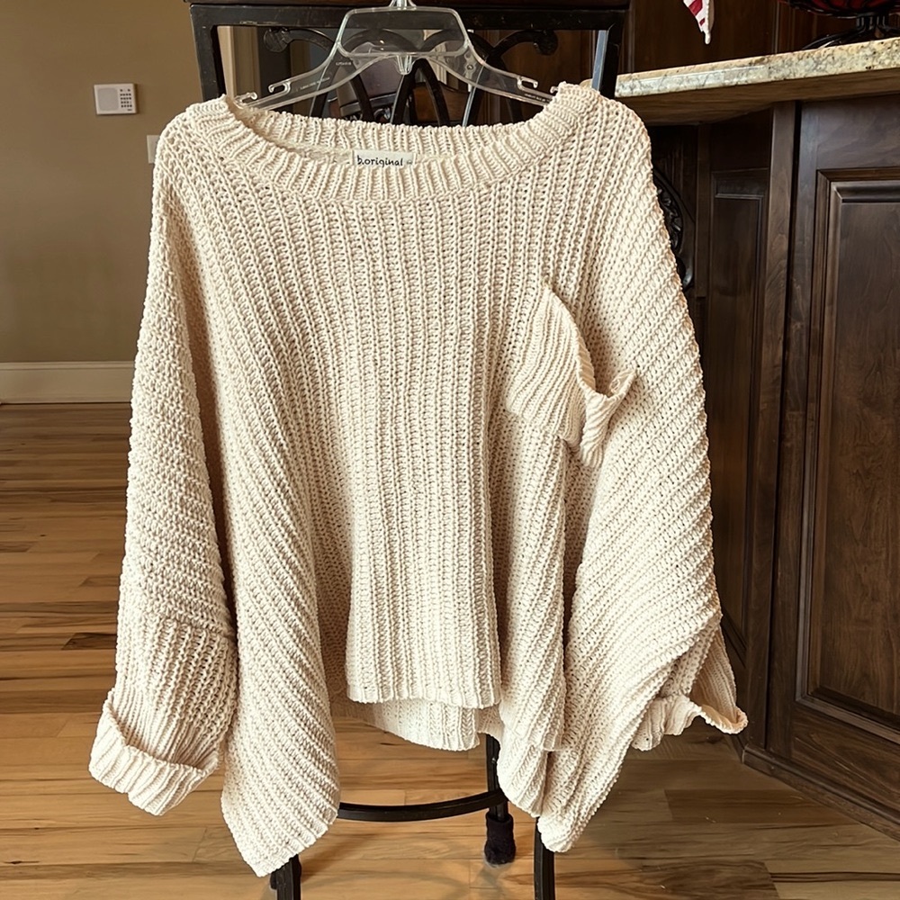 Chunky Knit Sweater Roomy Comfy Crochet Womens One Size